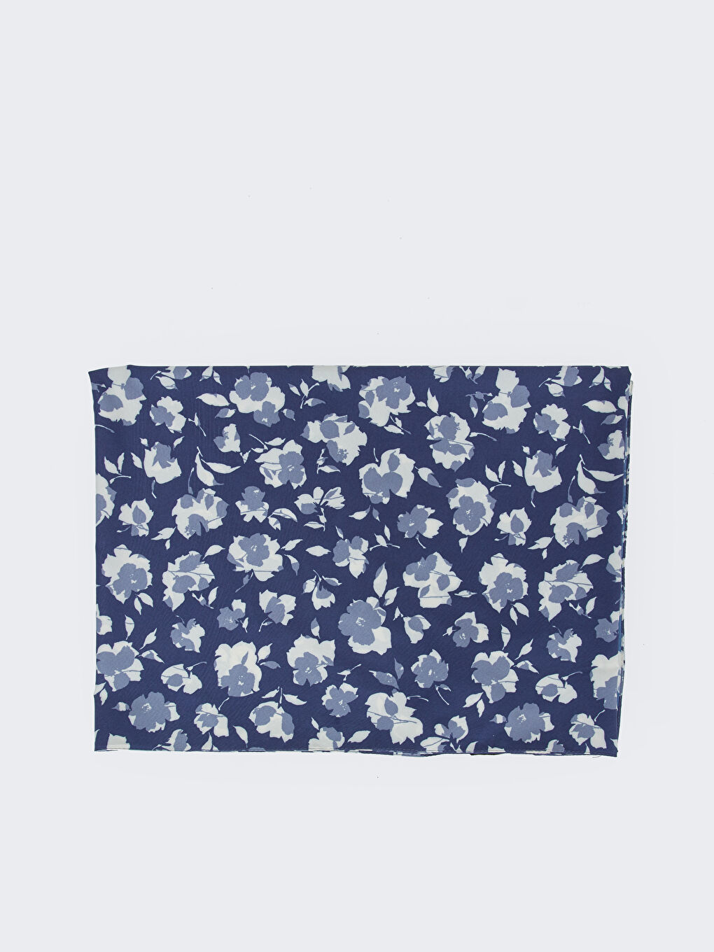 Mavi Çiçek Desenli Kadın Şal-4