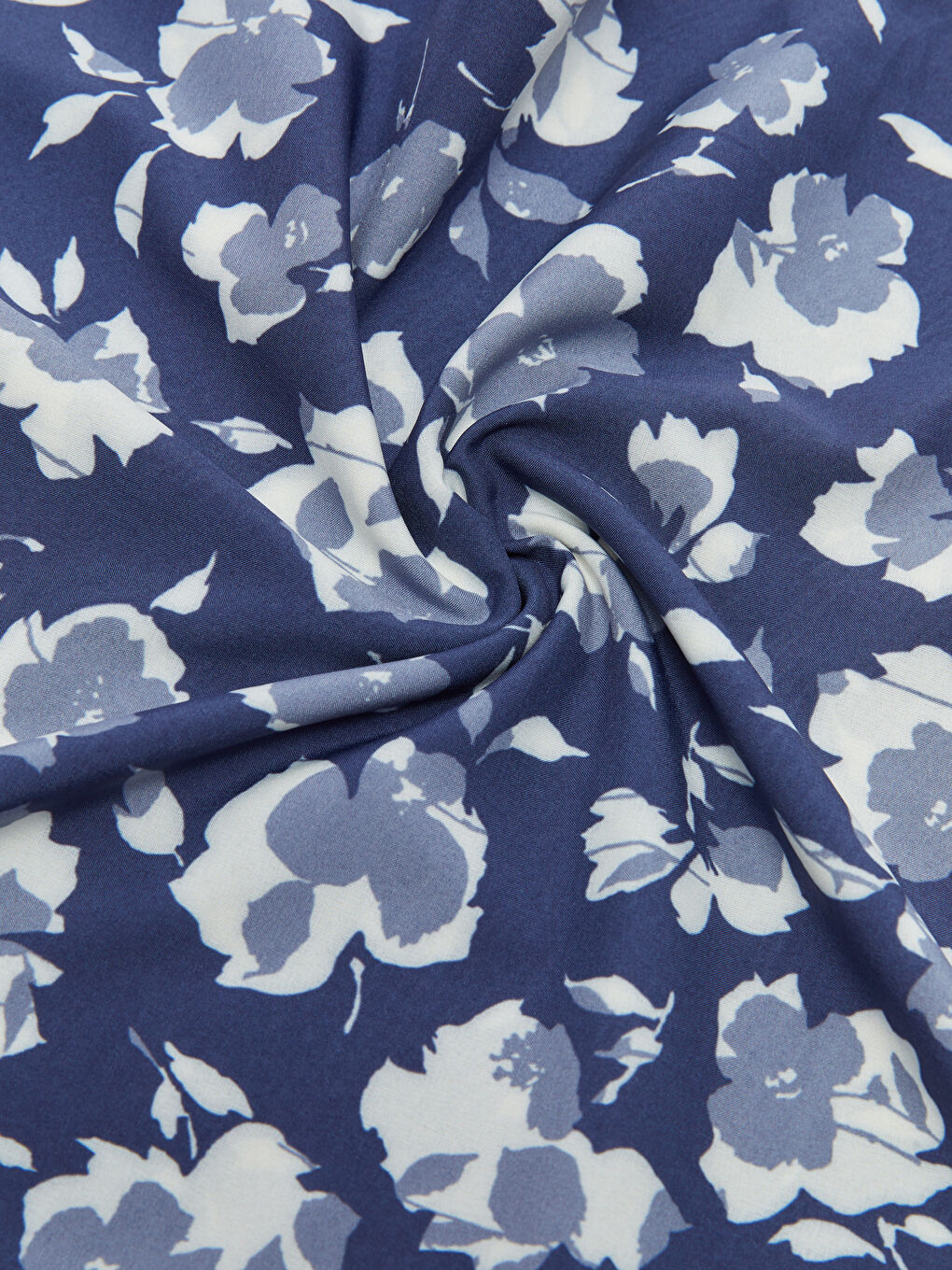 Mavi Çiçek Desenli Kadın Şal-5