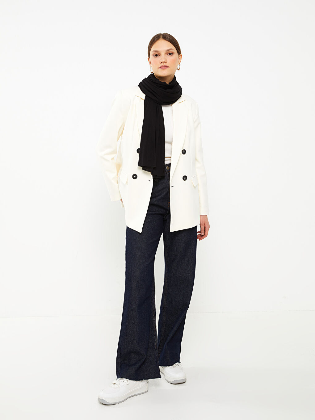 Siyah Kadın Düz  Şal