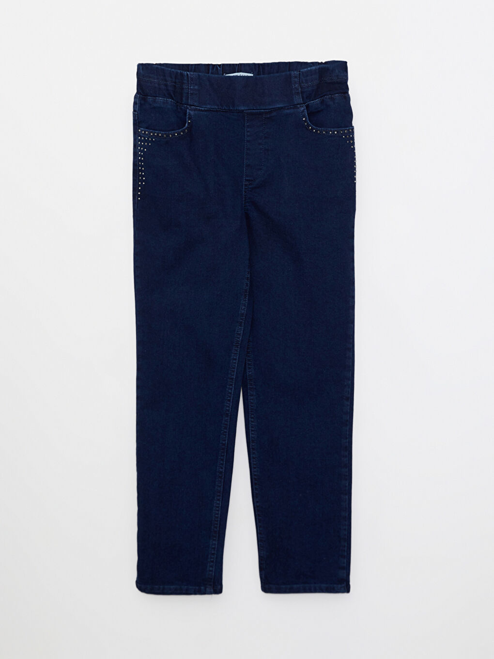 Әйелдерге арналған жоғары бел стандартты пішім тас әшекеймен безендірілген джинс шалбар-5