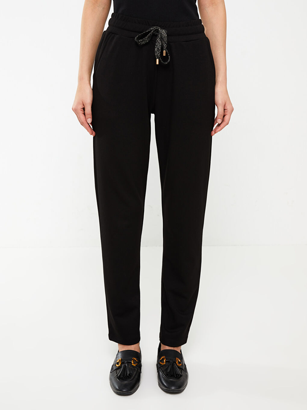 بنطلون رياضي سادة بخصر مرن للسيدات-2