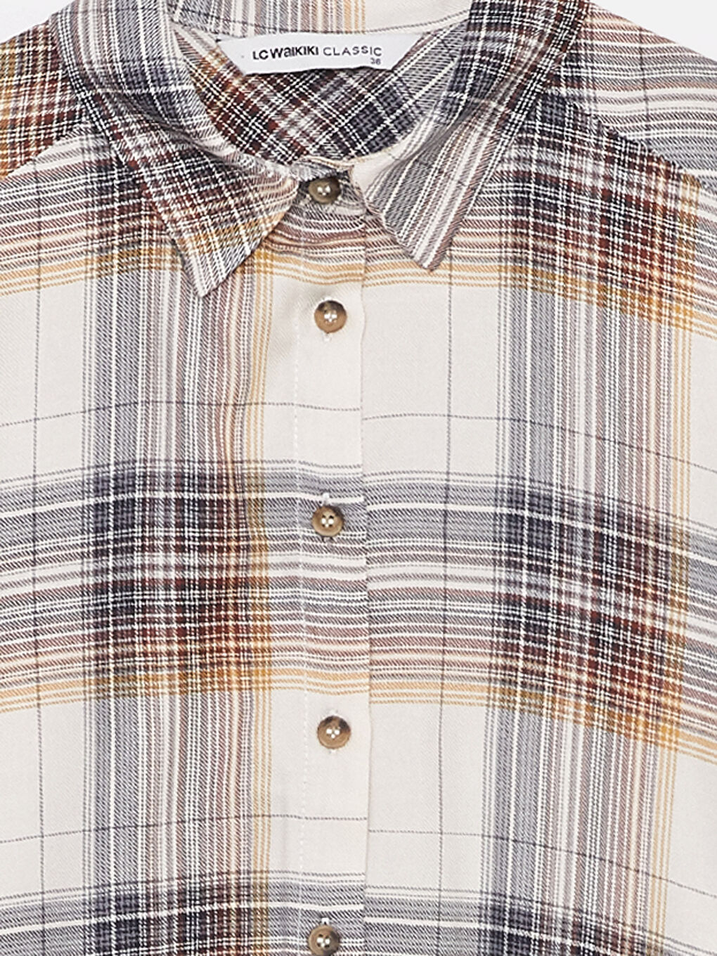 Bej Ekose Uzun Kollu Flanel Kadın Oduncu Gömlek-8