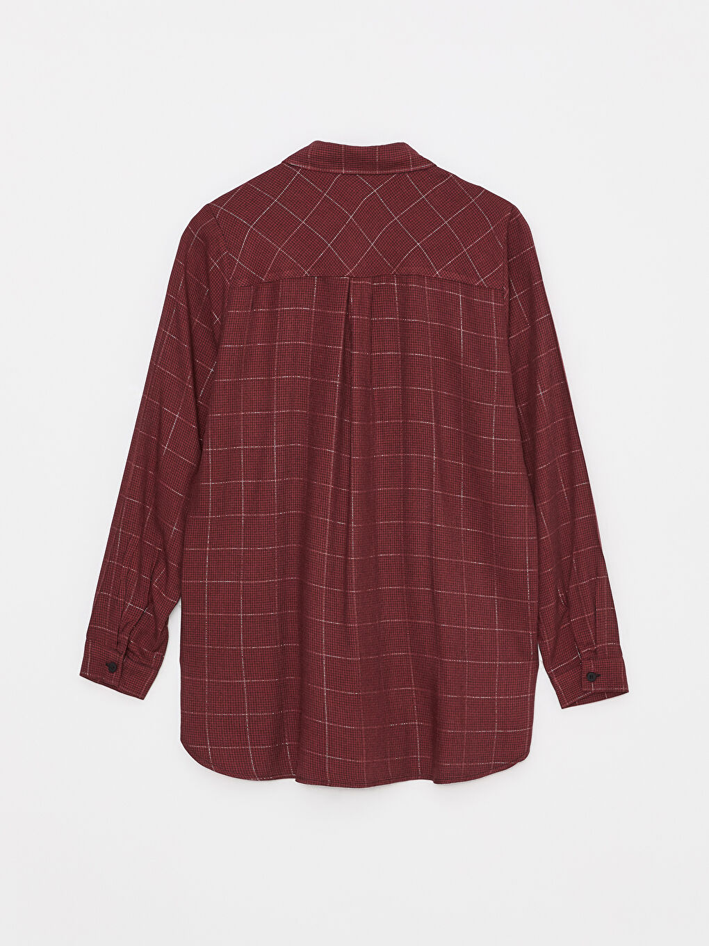 Kırmızı Ekose Uzun Kollu Flanel Kadın Oduncu Gömlek-6