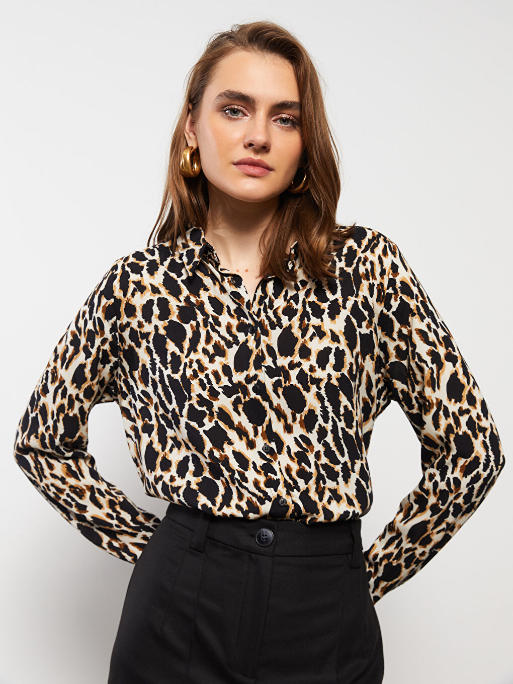 Patterned Long Sleeve Women's Shirt -W2I428Z8-F9C - LC Waikiki