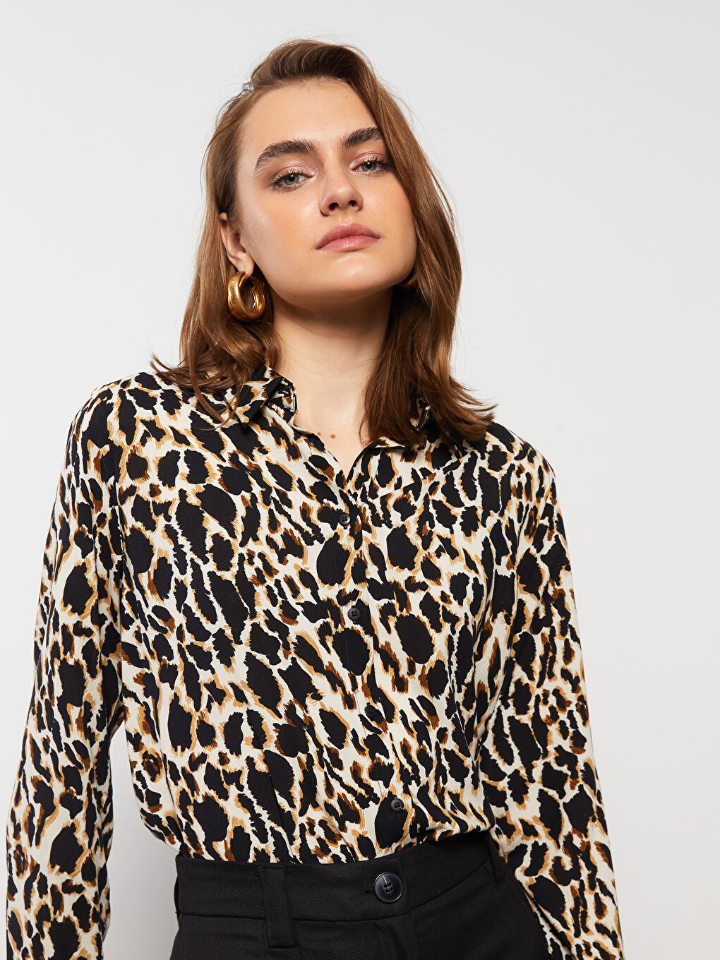 Patterned Long Sleeve Women's Shirt-1