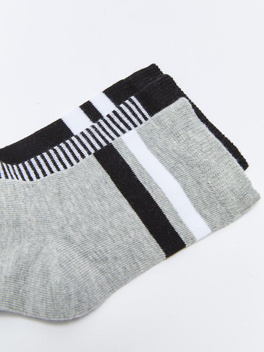 Gri Çizgili Erkek Çocuk Soket Çorap 3'lü-2