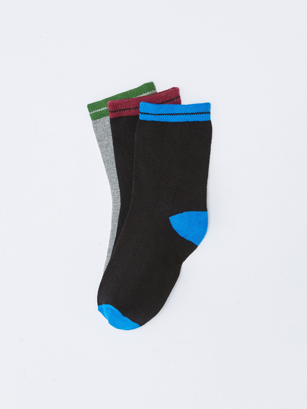 Siyah Renk Bloklu Erkek Çocuk Soket Çorap 3'lü
