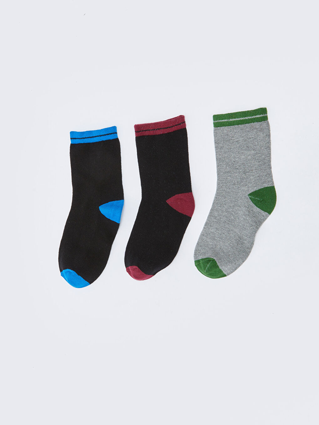 Siyah Renk Bloklu Erkek Çocuk Soket Çorap 3'lü-1
