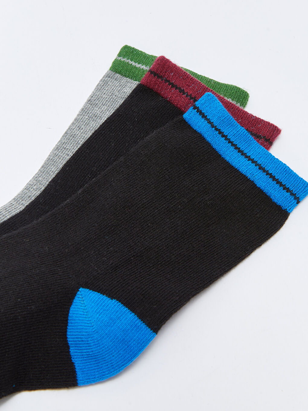 Siyah Renk Bloklu Erkek Çocuk Soket Çorap 3'lü-2