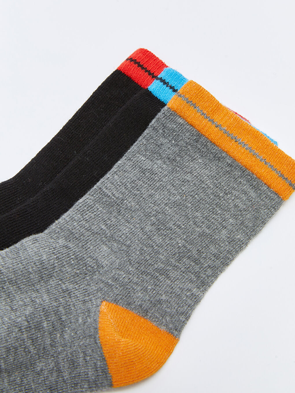 Gri Renk Bloklu Erkek Çocuk Soket Çorap 3'lü-2