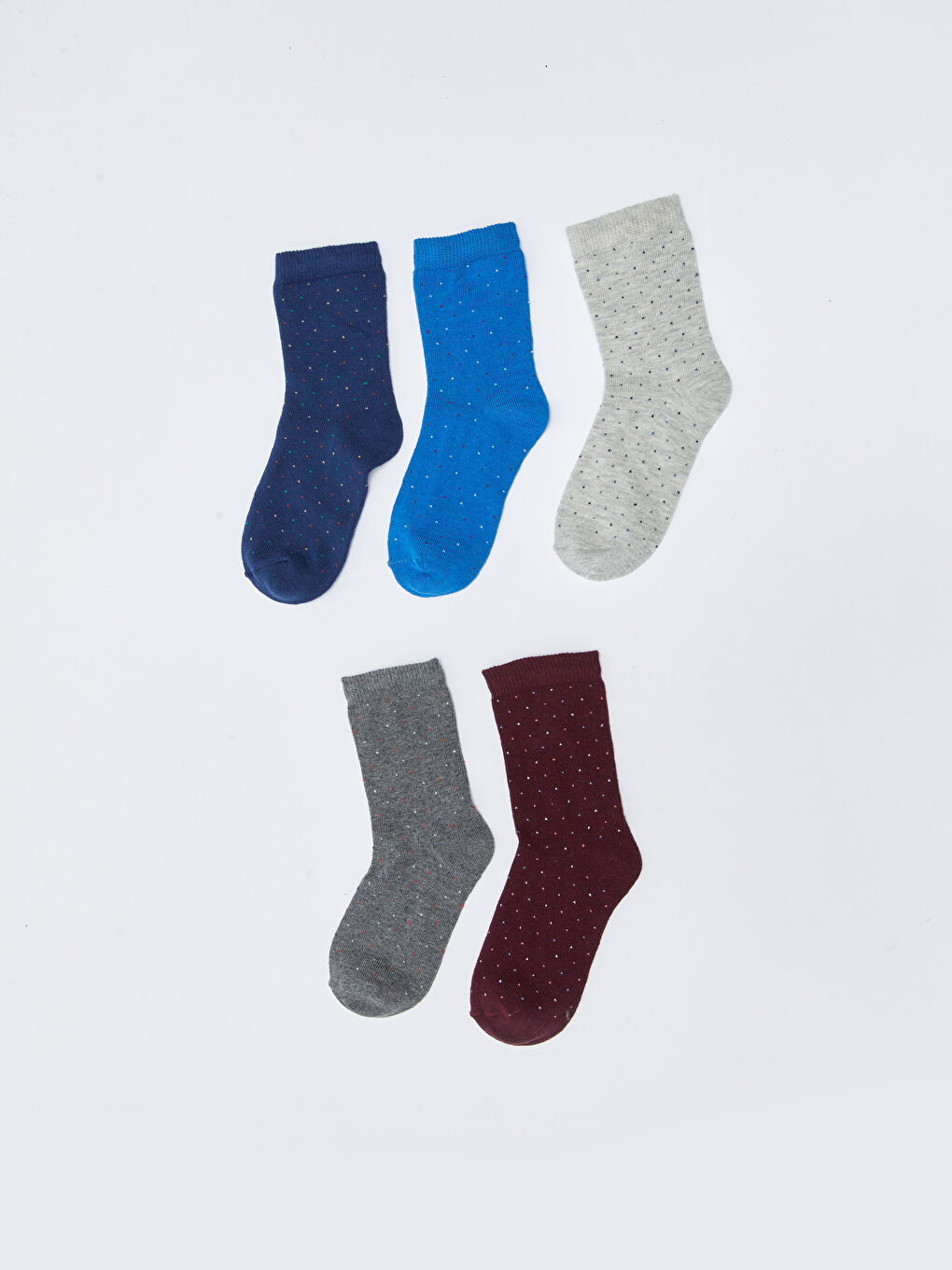 Lacivert Desenli Erkek Çocuk Soket Çorap 5'li-1