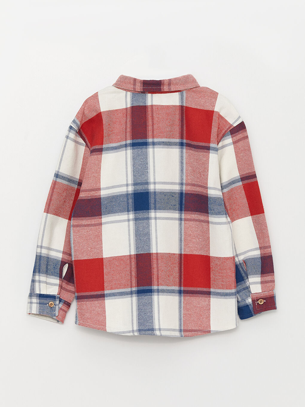 Lacivert Kapüşonlu Uzun Kollu Ekose Desenli Erkek Bebek Gömlek ve Pantolon 2'li Takım-3