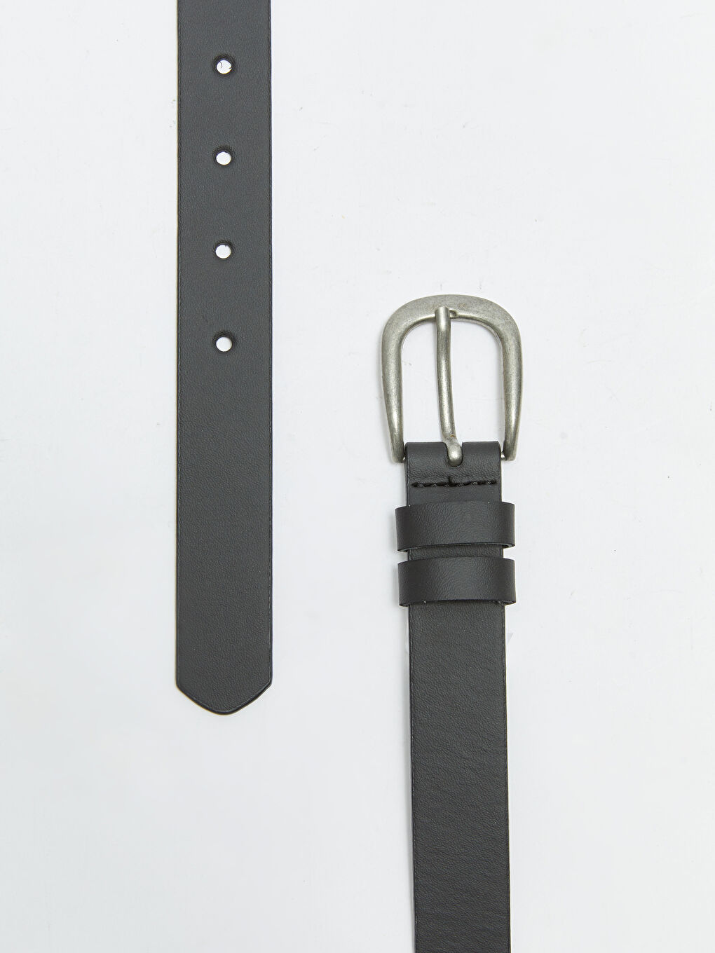 Siyah Deri Görünümlü Kadın Düz Kemer-2