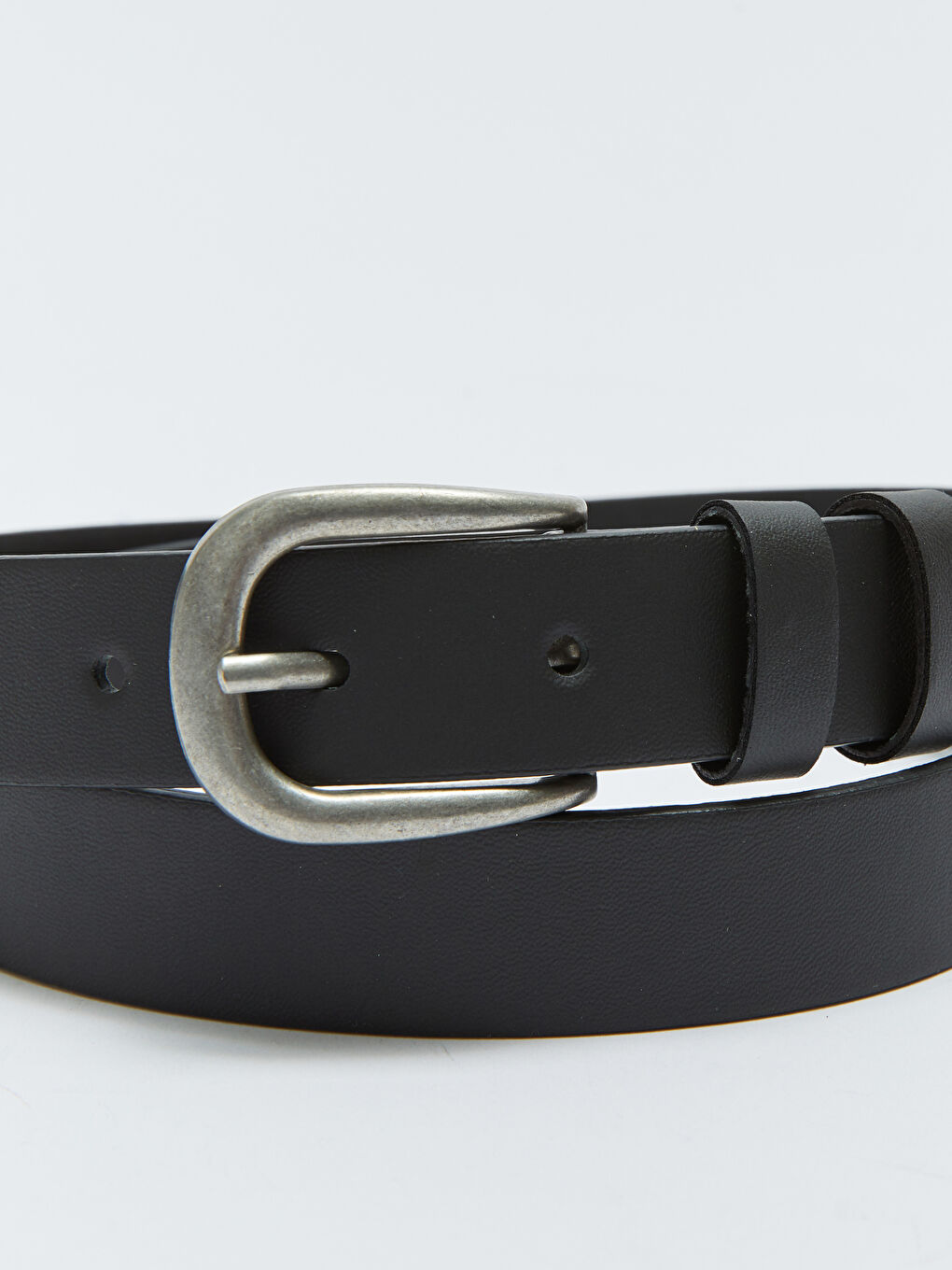 Siyah Deri Görünümlü Kadın Düz Kemer-3