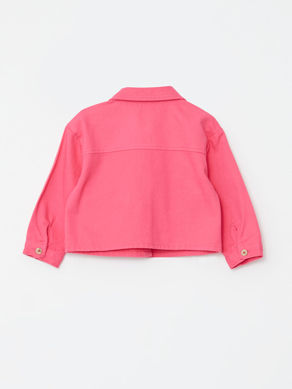 Fuşya Polo Yaka Uzun Kollu Basic Kız Bebek Ceket-1