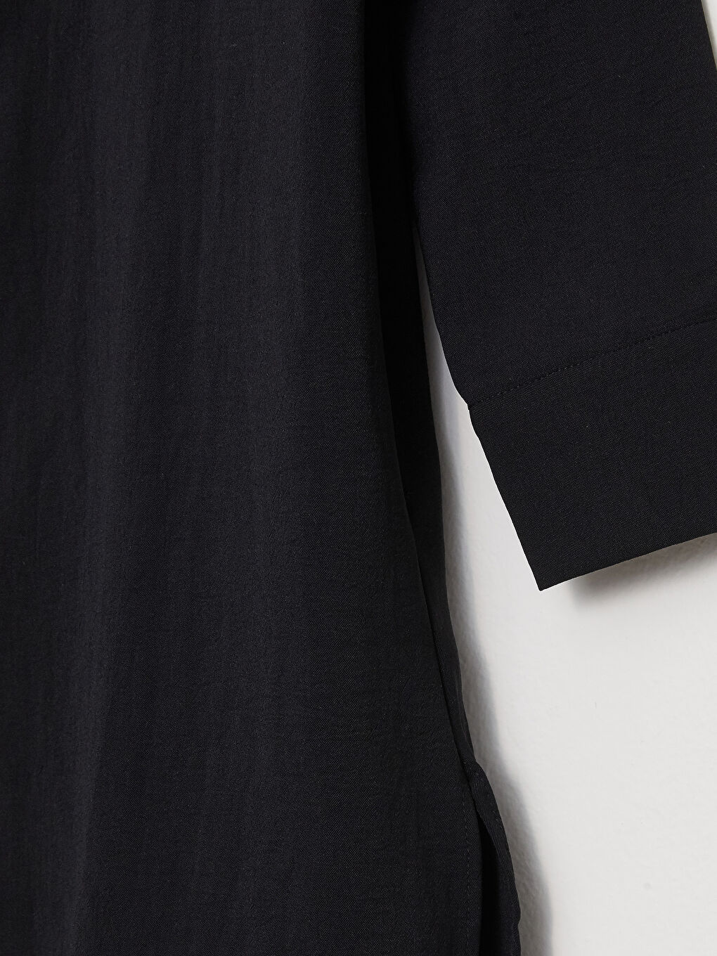Siyah Hakim Yaka Düz Uzun Kollu Kadın Tunik-6
