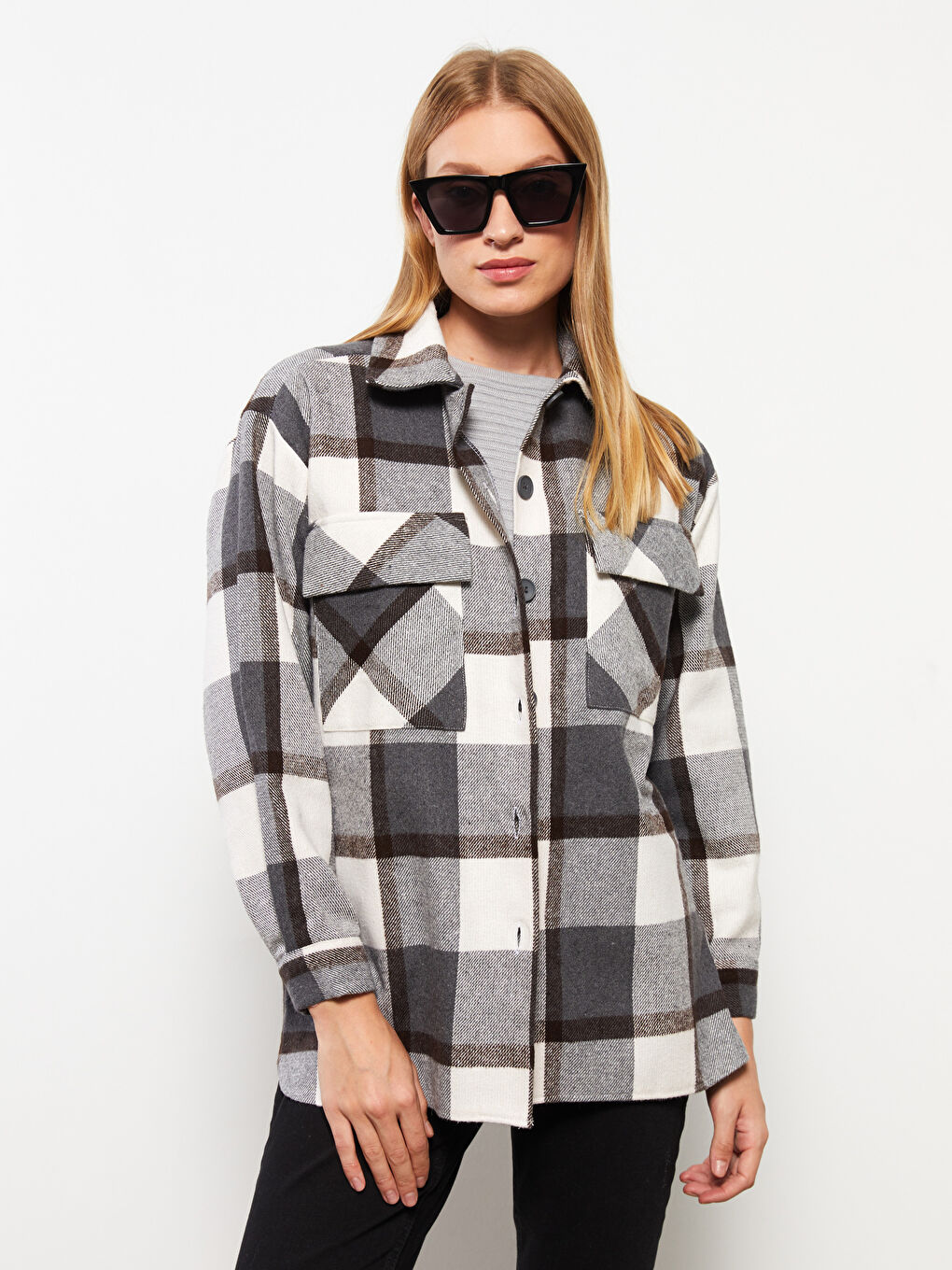 LCWAIKIKI Classic Karo Langarm Damen Hemdjacke -W2I608Z8-LLL