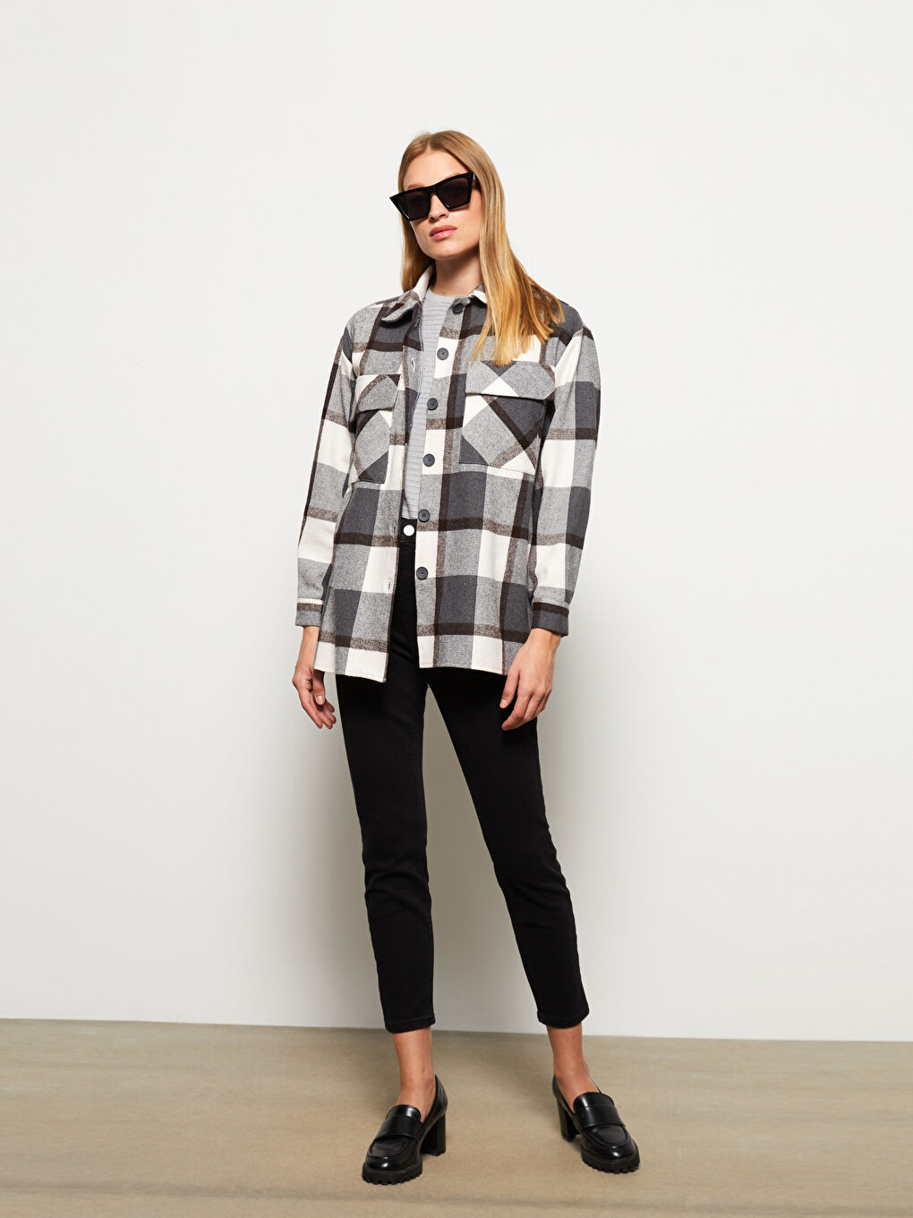 LCWAIKIKI Classic Karo Langarm Damen Hemdjacke -W2I608Z8-LLL