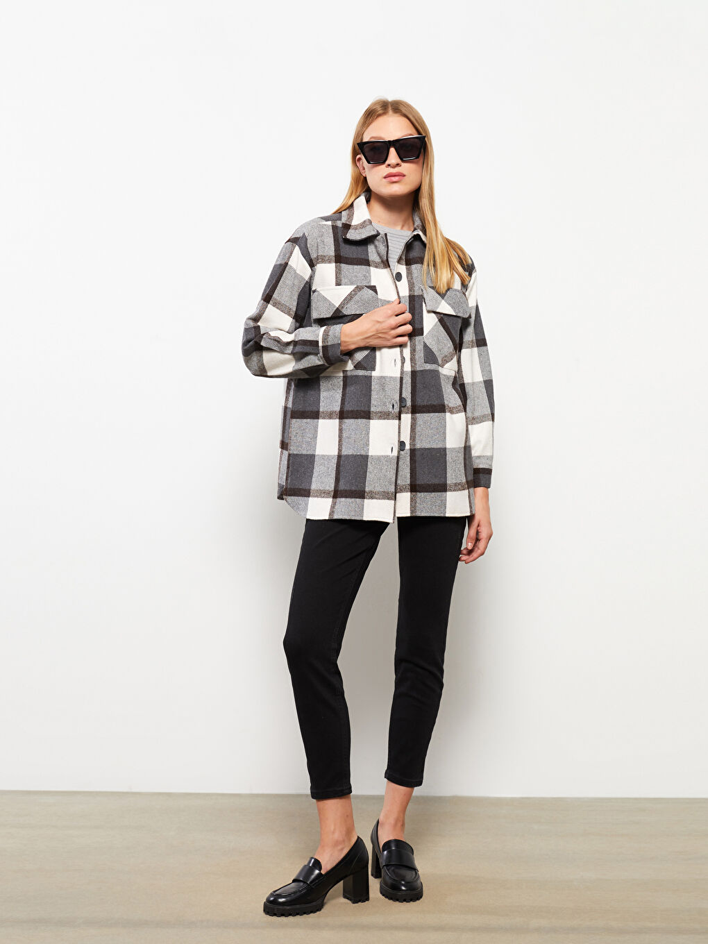 LCWAIKIKI Classic Karo Langarm Damen Hemdjacke -W2I608Z8-LLL