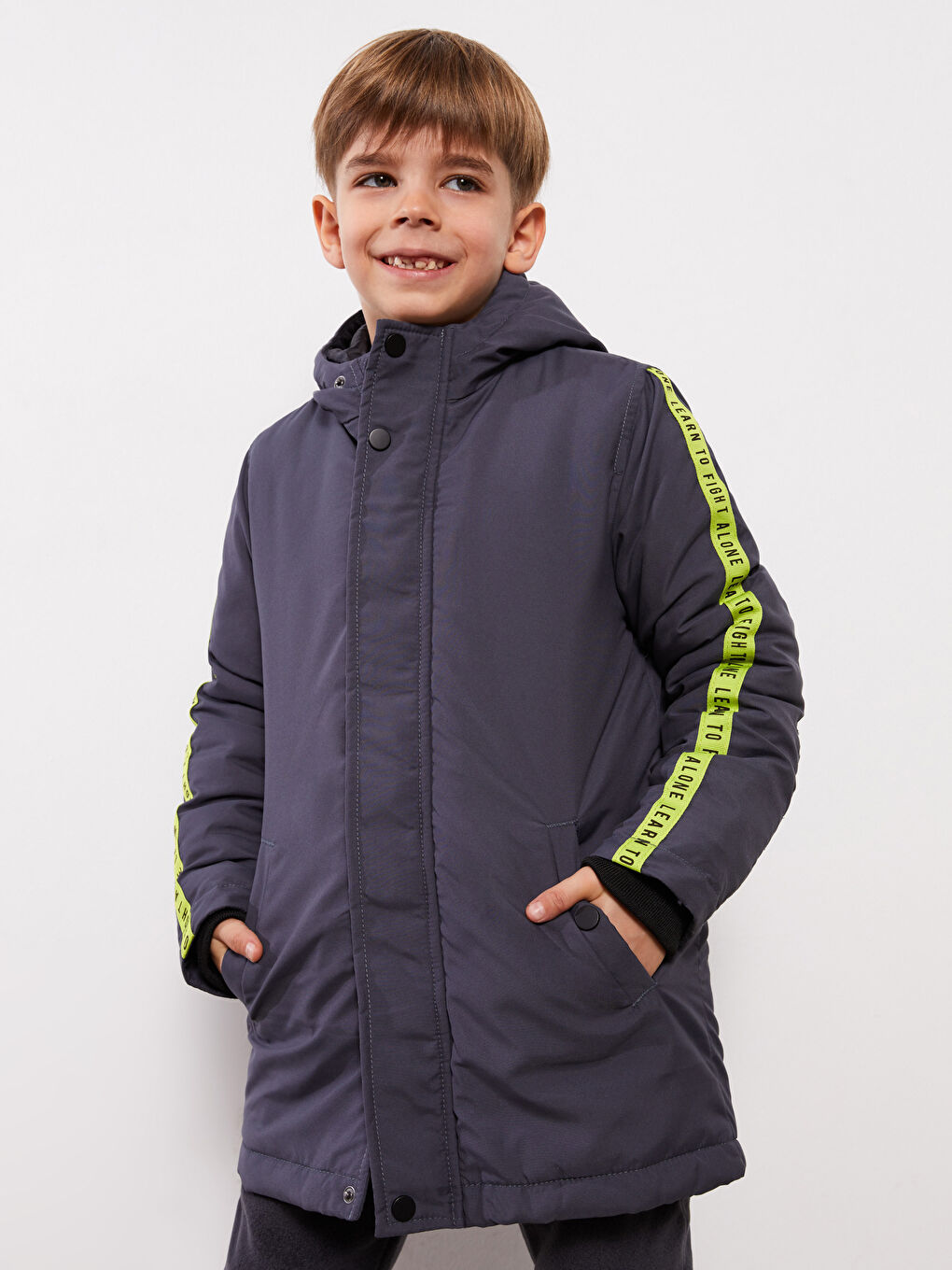 Hooded Printed Boy Coat-1