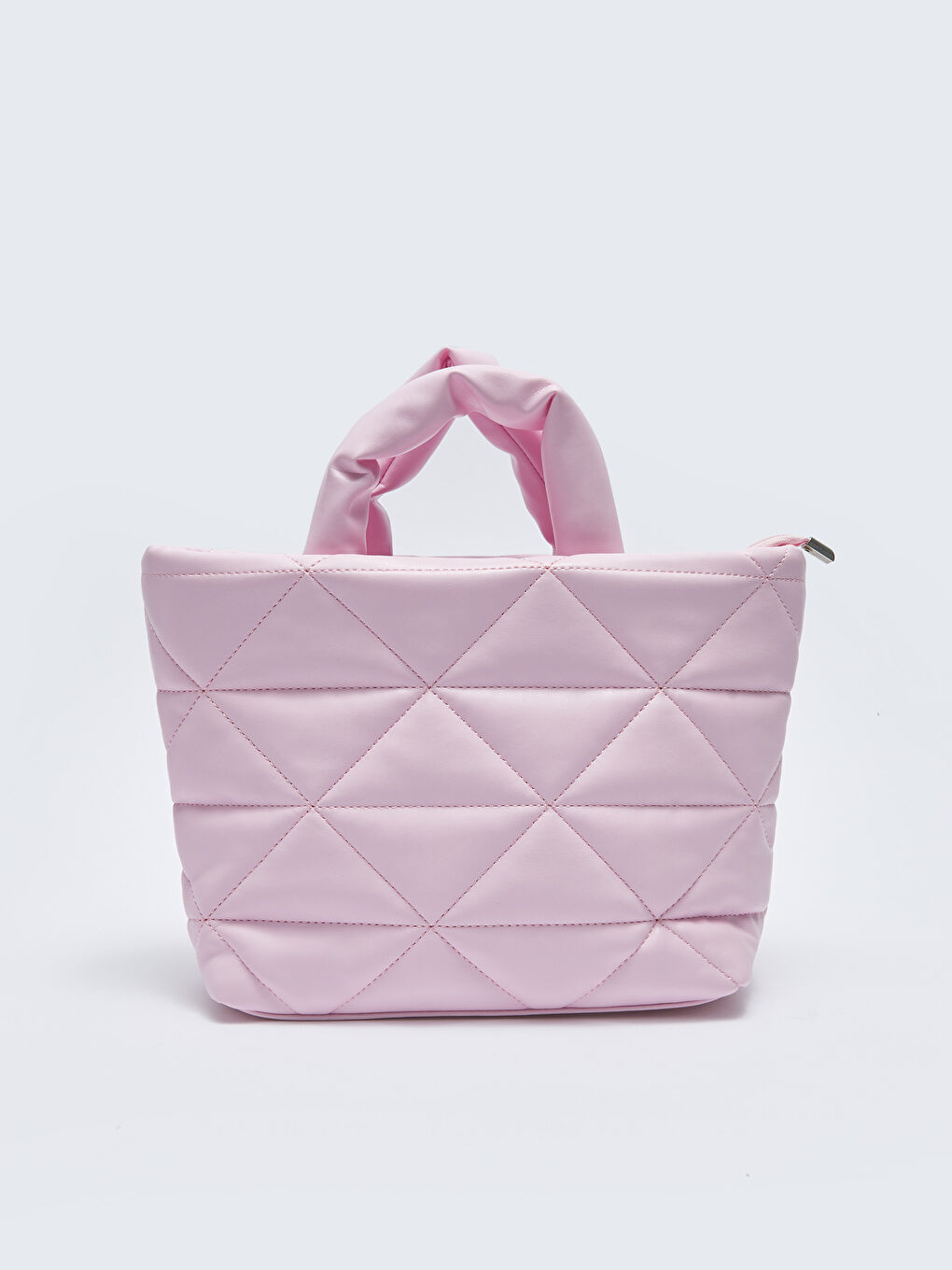 Pembe Deri Görünümlü Kapitoneli Kadın Çapraz Çanta-3