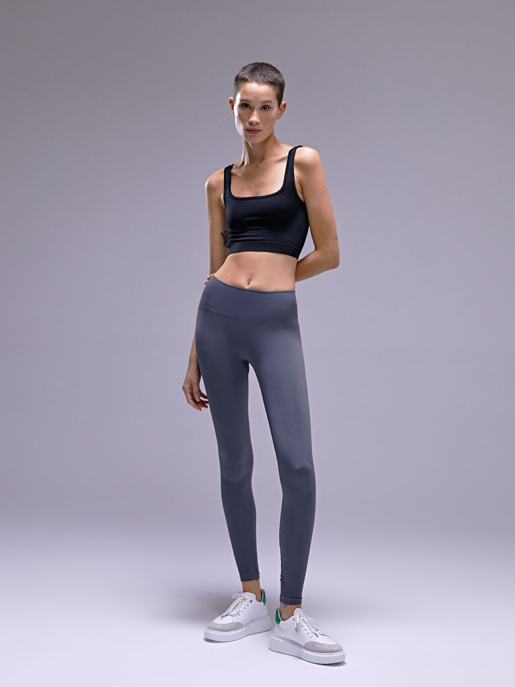 Antrasit Toparlayıcı Seamless Kadın Tayt-3