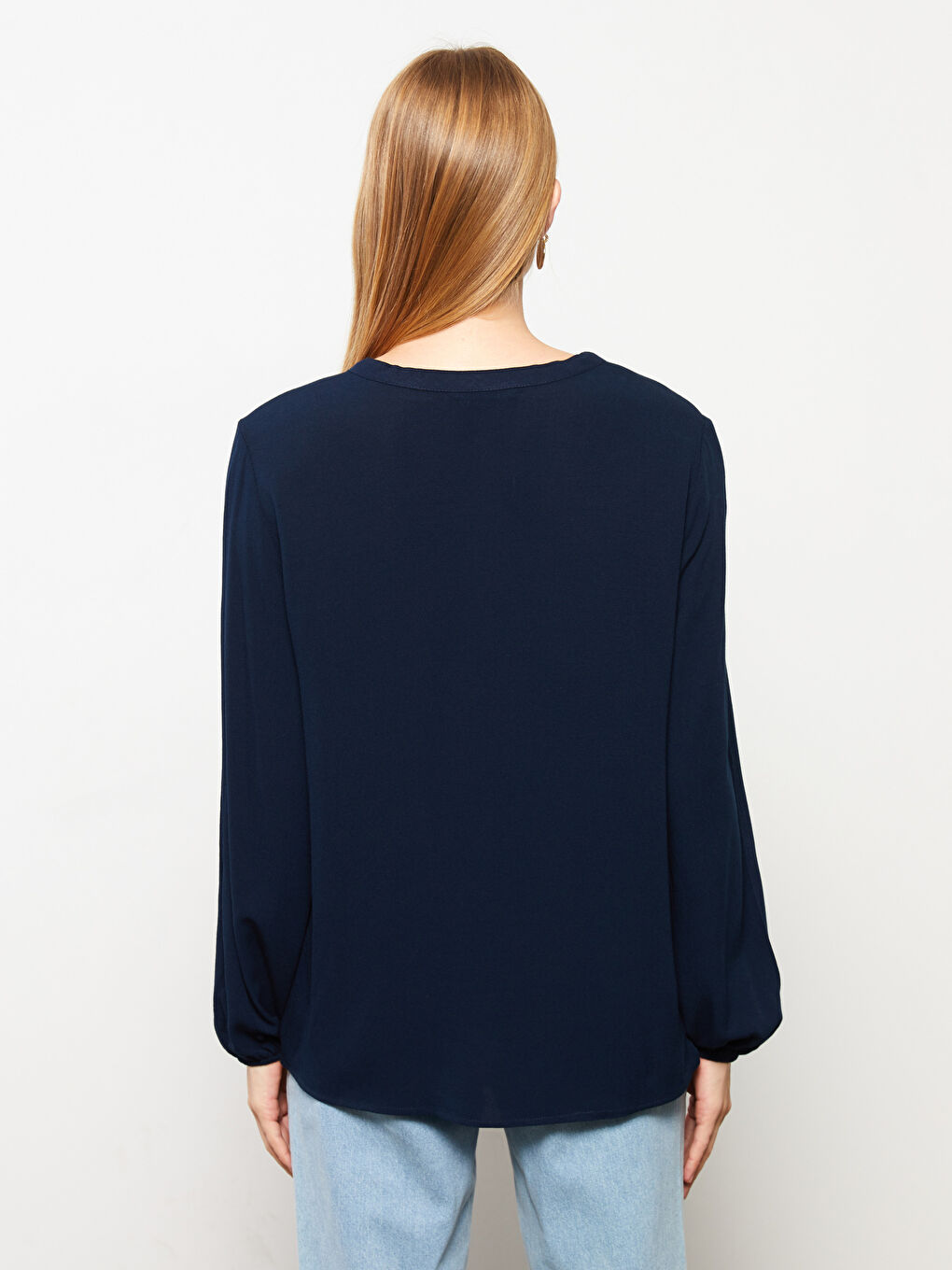 Tie Neck Regular Long Sleeve Viscose Women's Blouse-5