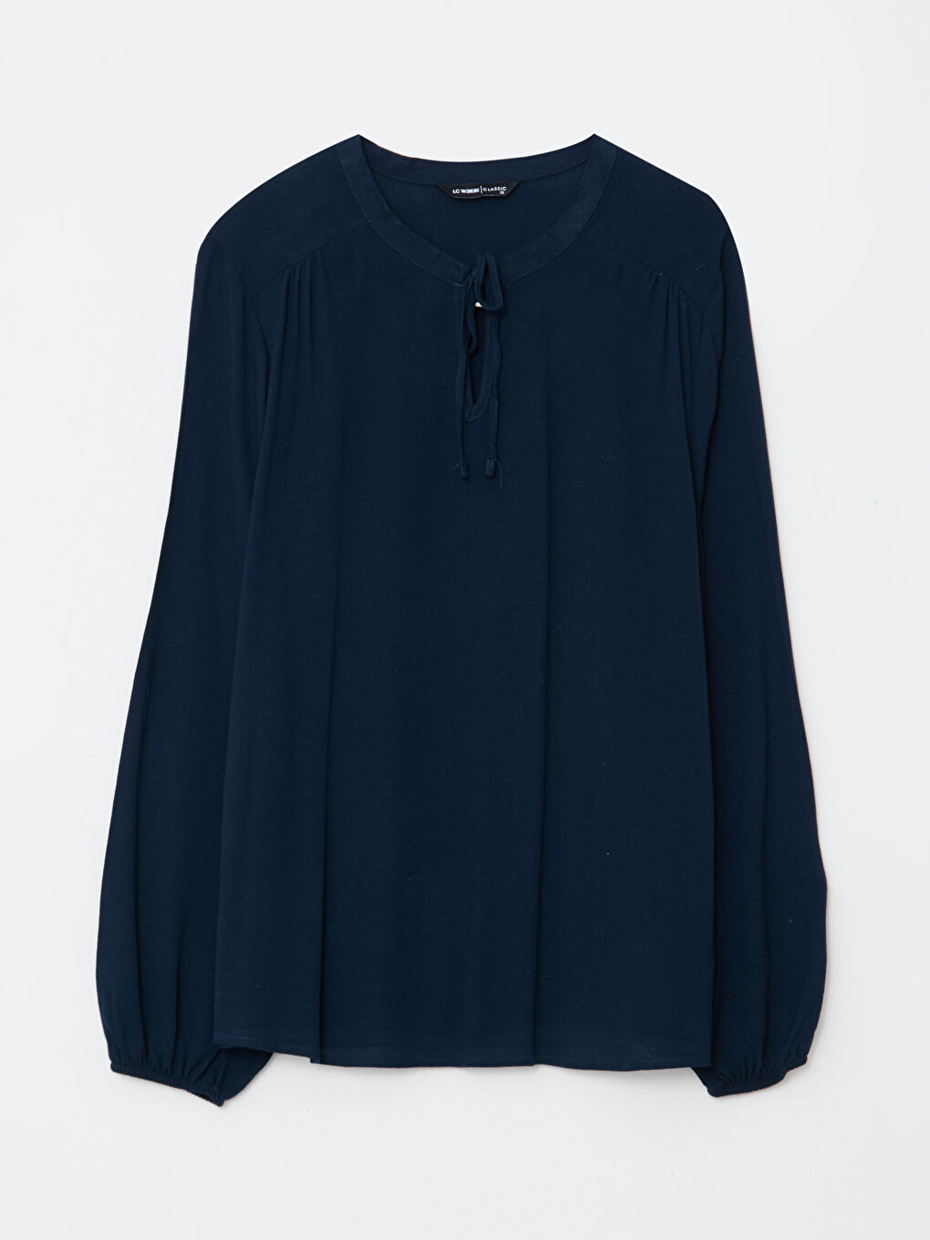 Tie Neck Regular Long Sleeve Viscose Women's Blouse-6
