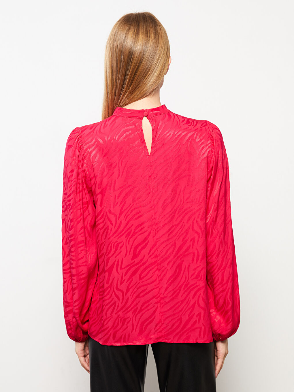 LCWAIKIKI Classic High Collar Patterned Long Sleeve Viscose Women's Blouse -W2I733Z8-SWX