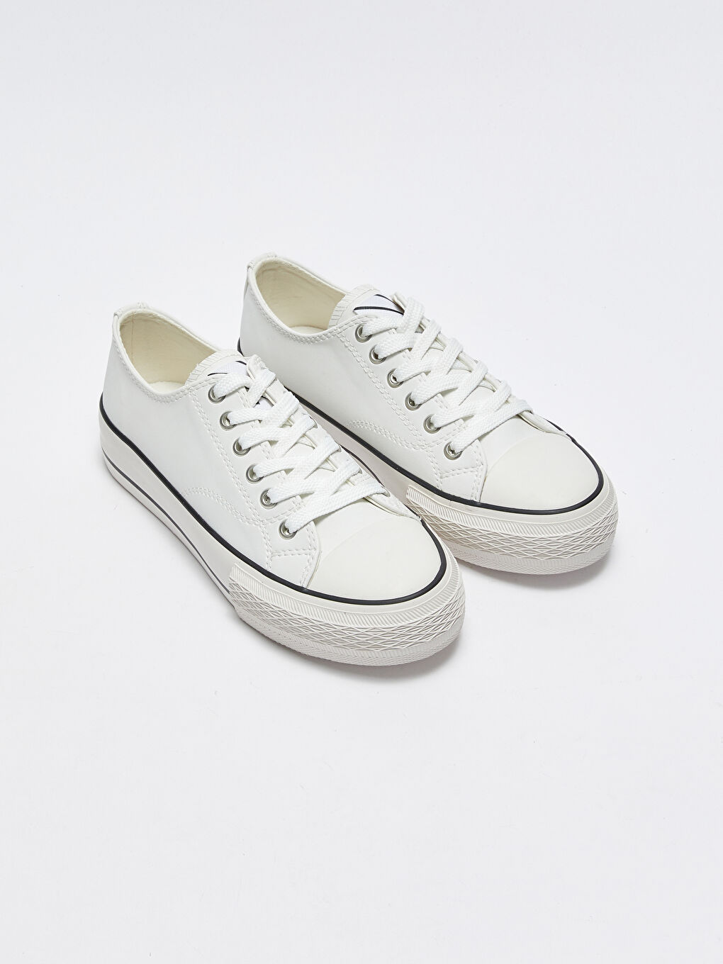 Ekru Bağcıklı Kadın Spor Ayakkabı