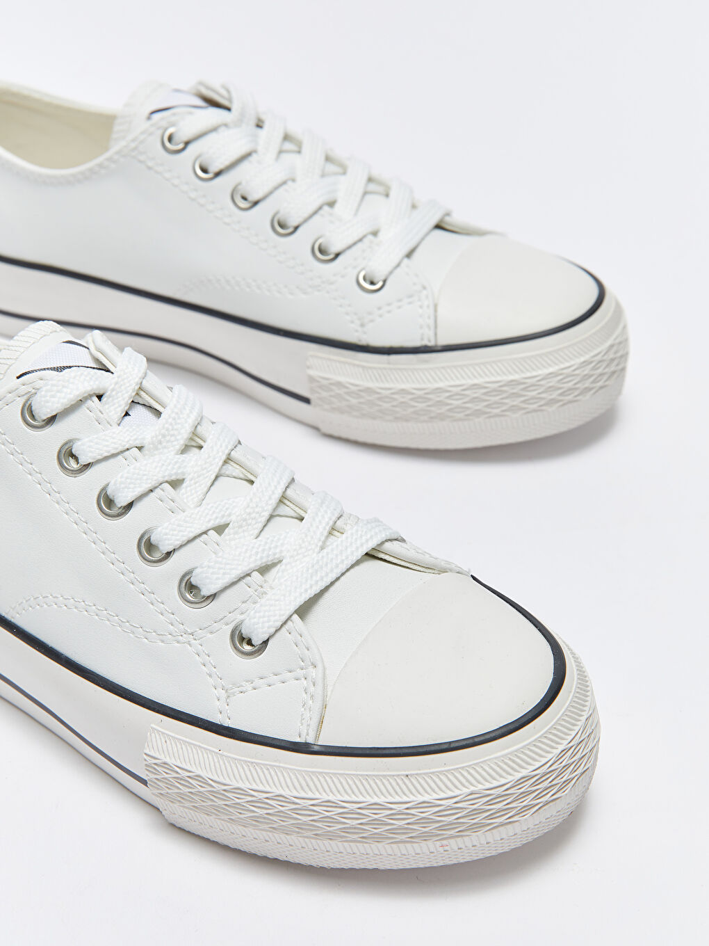 Ekru Bağcıklı Kadın Spor Ayakkabı-2