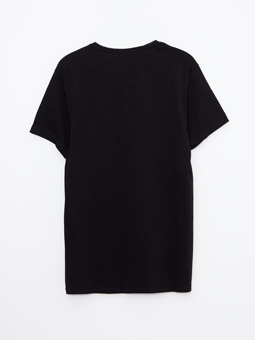 Siyah V Yaka Kısa Kollu Penye Erkek Tişört-6