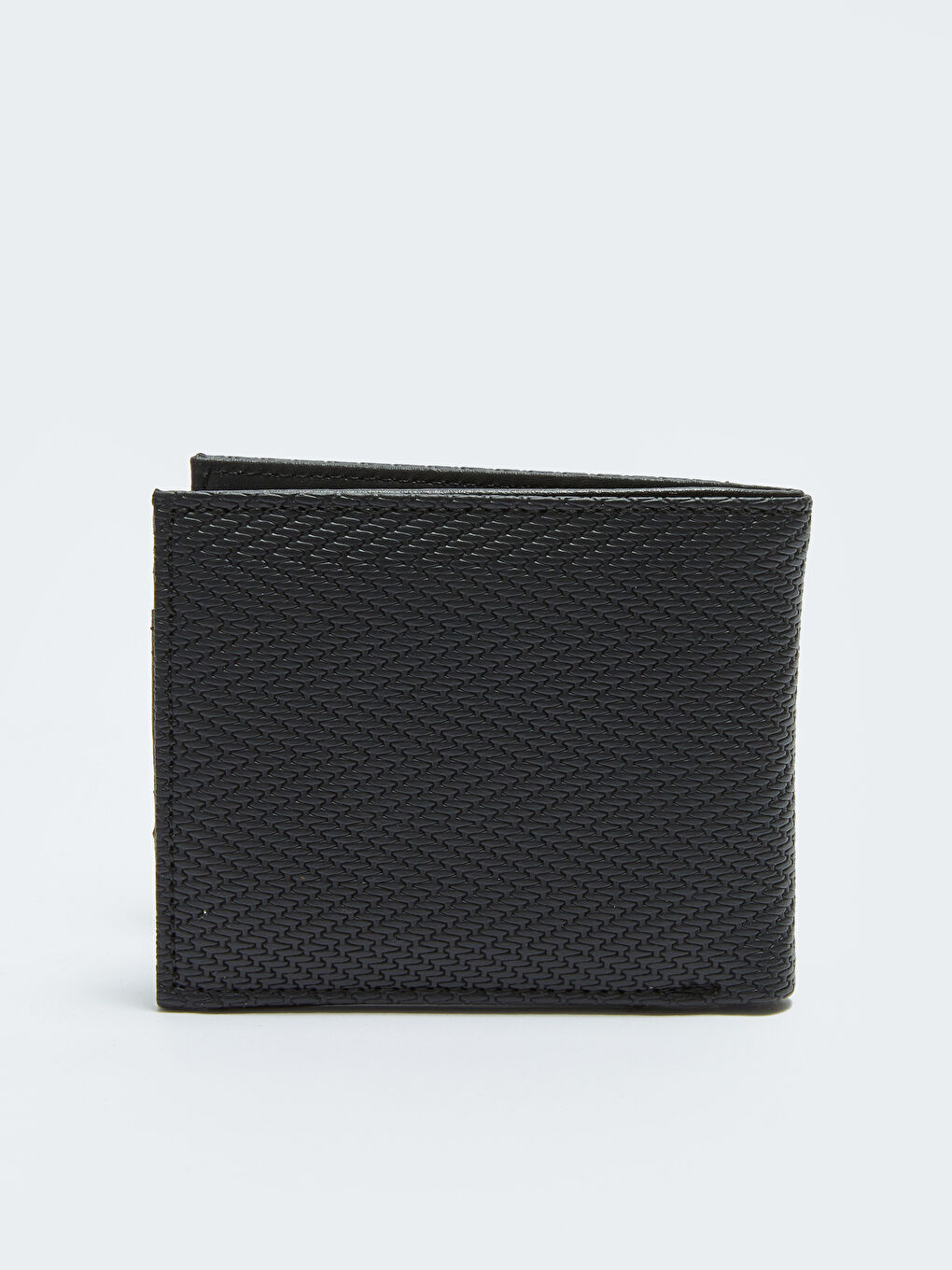 Siyah Deri Görünümlü Kendinden Desenli Erkek Cüzdan-1