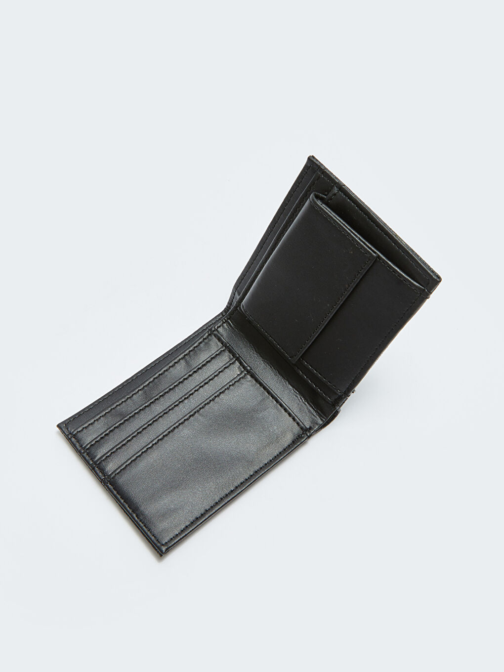 Siyah Deri Görünümlü Kendinden Desenli Erkek Cüzdan-2