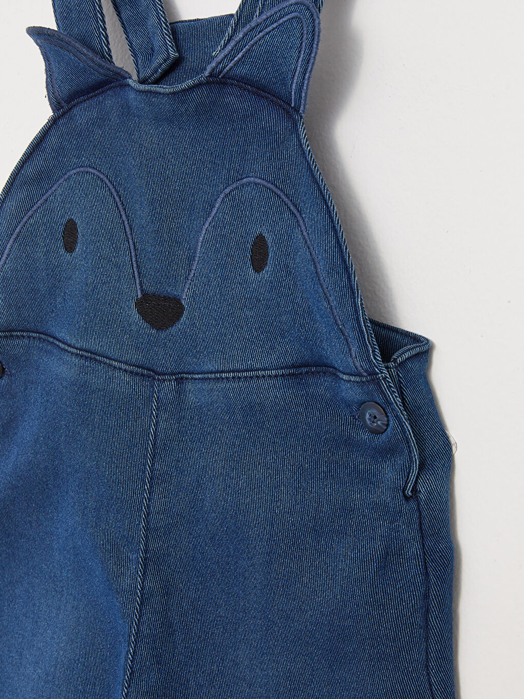 Embroidery Detailed Baby Boy Jean Bib and Brace-6
