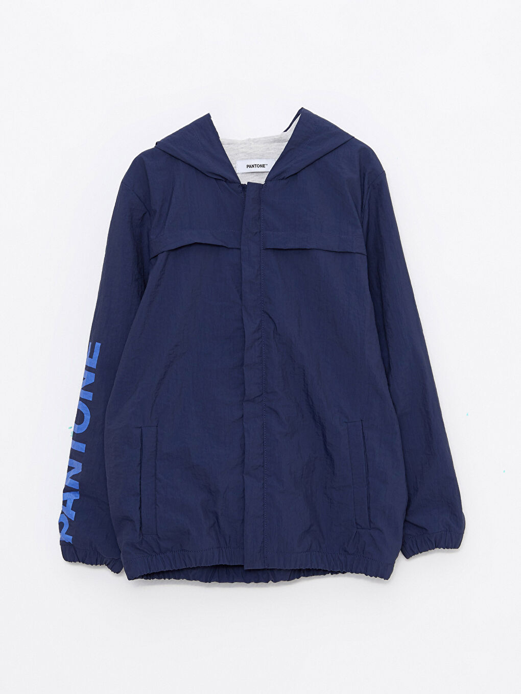 Lacivert Kapüşonlu Baskılı Unisex Çocuk Yağmurluk-1