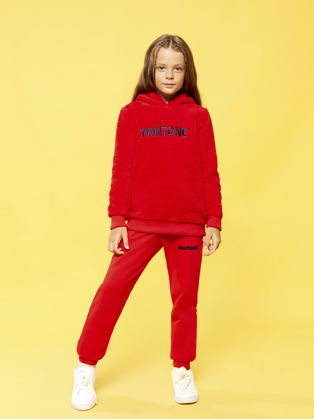 Pembe Kapüşonlu Nakışlı Uzun Kollu Unisex Çocuk Sweatshirt