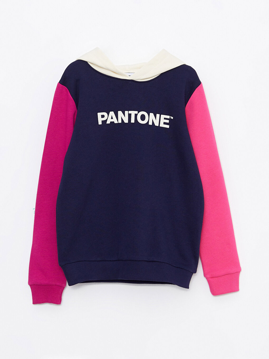 Pantone Pembe Melanj Kapüşonlu Baskılı Uzun Kollu Unisex Çocuk Sweatshirt