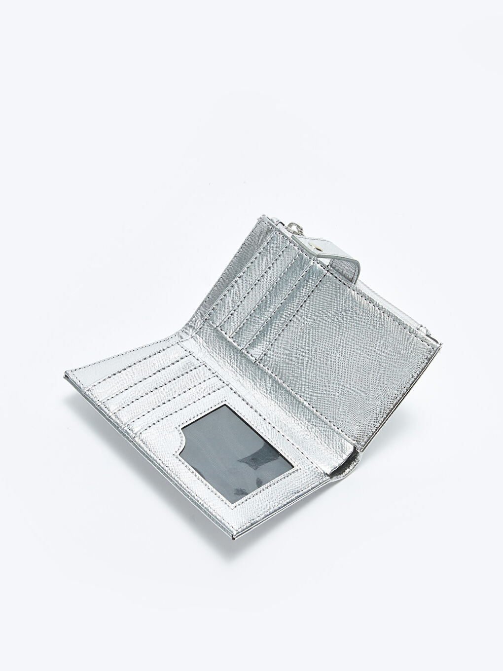 Gri Metalik Görünümlü Kadın Cüzdan-2