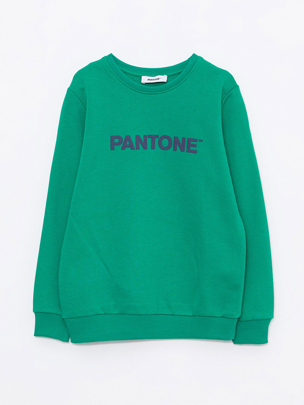 Yeşil Bisiklet Yaka Baskılı Uzun Kollu Unisex Çocuk Sweatshirt-1