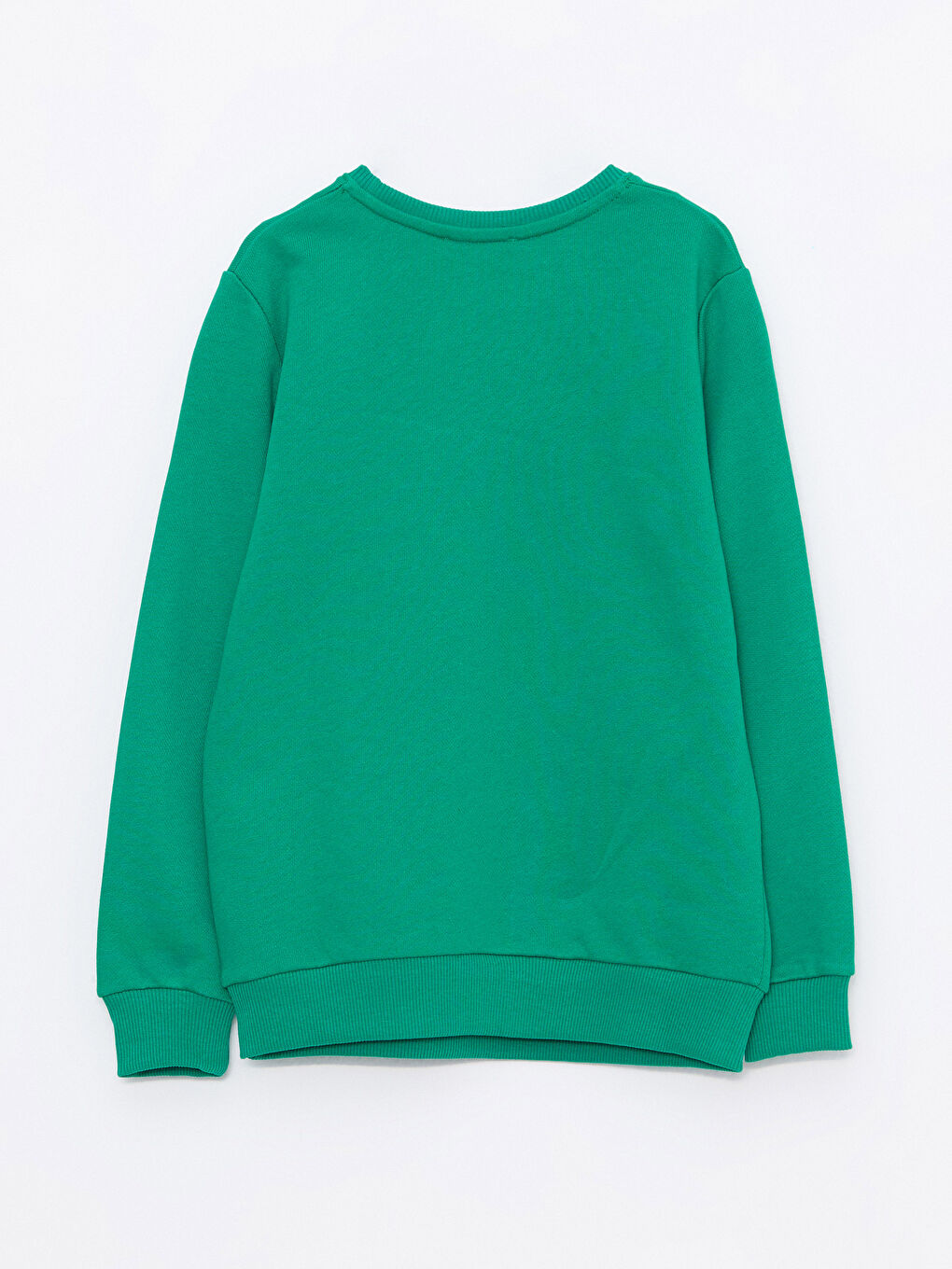 Yeşil Bisiklet Yaka Baskılı Uzun Kollu Unisex Çocuk Sweatshirt-2