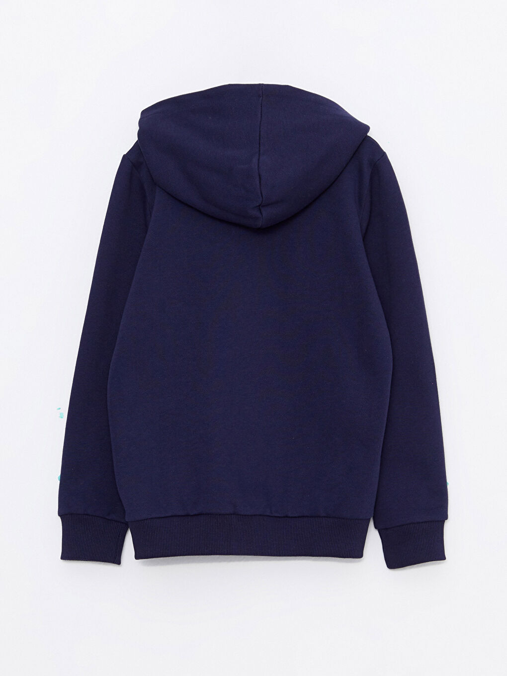 Lacivert Kapüşonlu Baskılı Uzun Kollu Unisex Çocuk Fermuarlı Sweatshirt-1