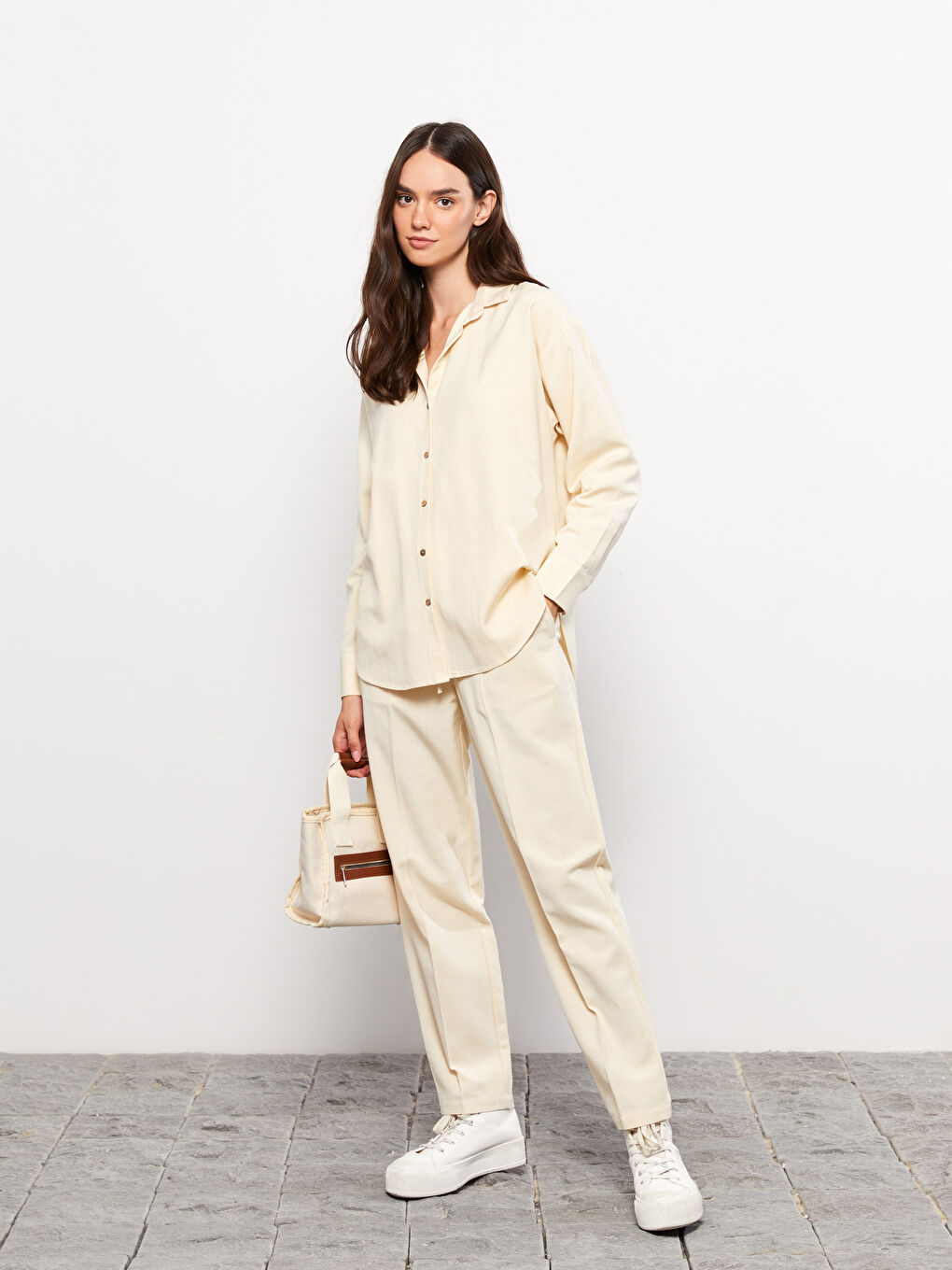 Plain Long Sleeve Women's Shirt-1