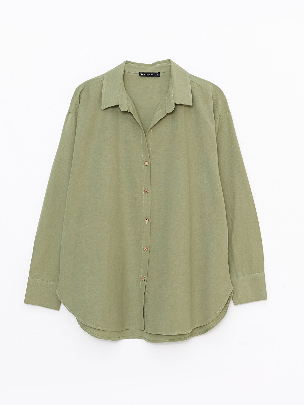 Однотонная рубашка с длинным рукавом для женщин-4