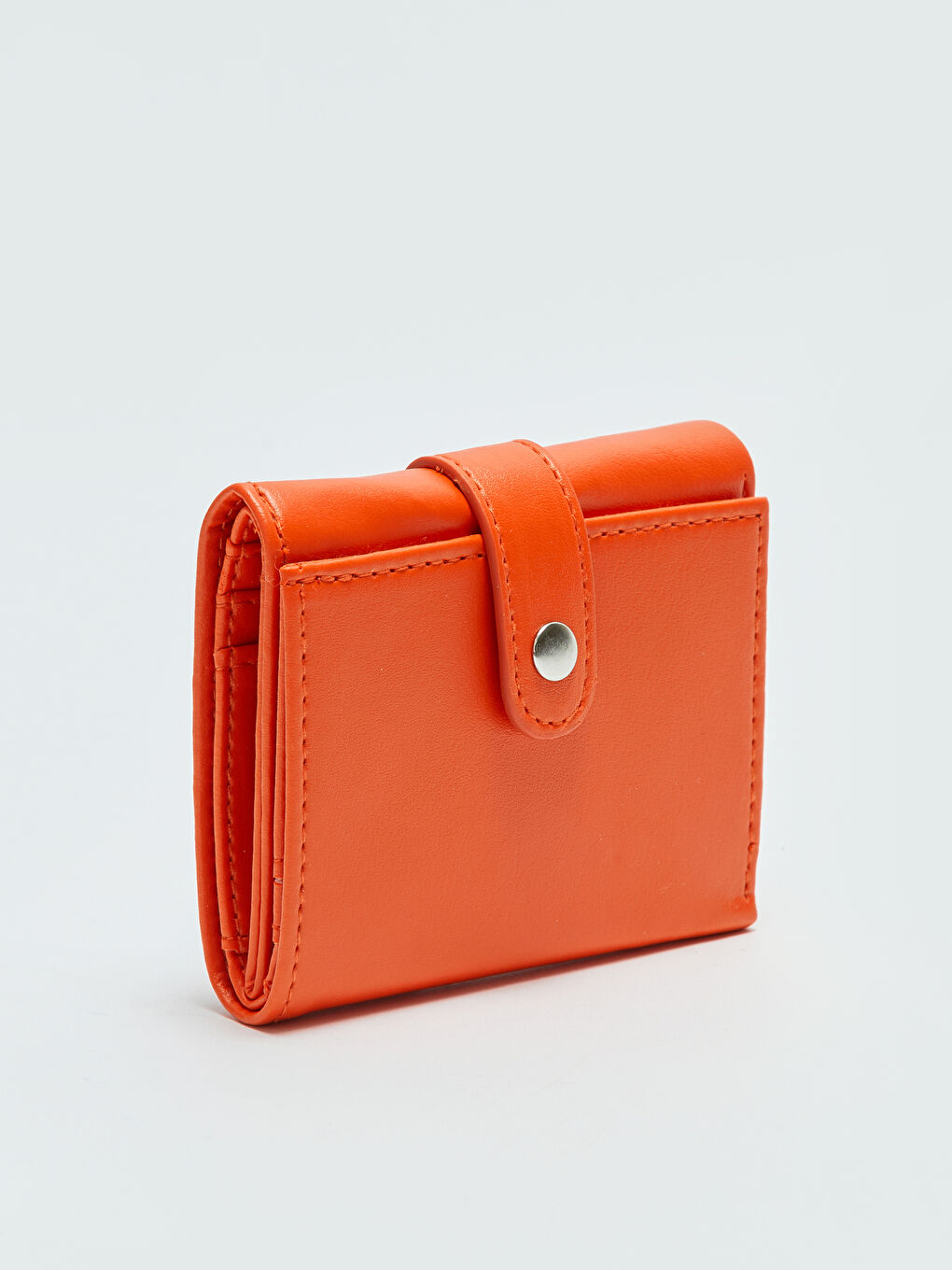 Turuncu Deri Görünümlü Kadın Cüzdan-1