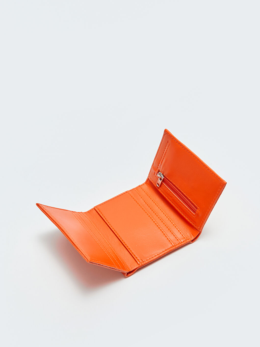 Turuncu Deri Görünümlü Kadın Cüzdan-3