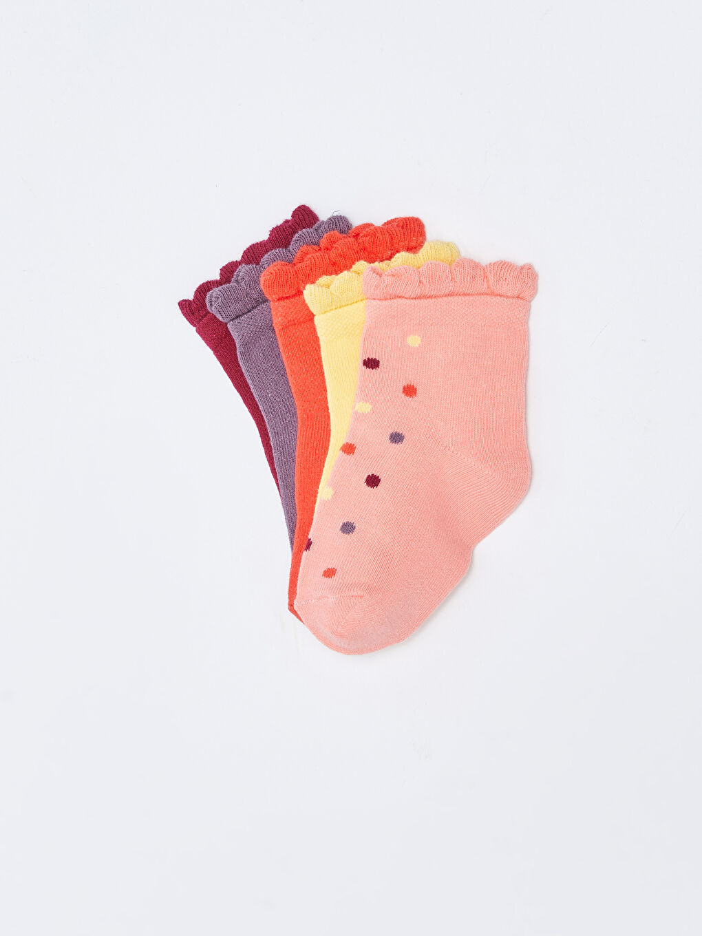 Sarı Basic Kız Bebek Soket Çorap 5'li