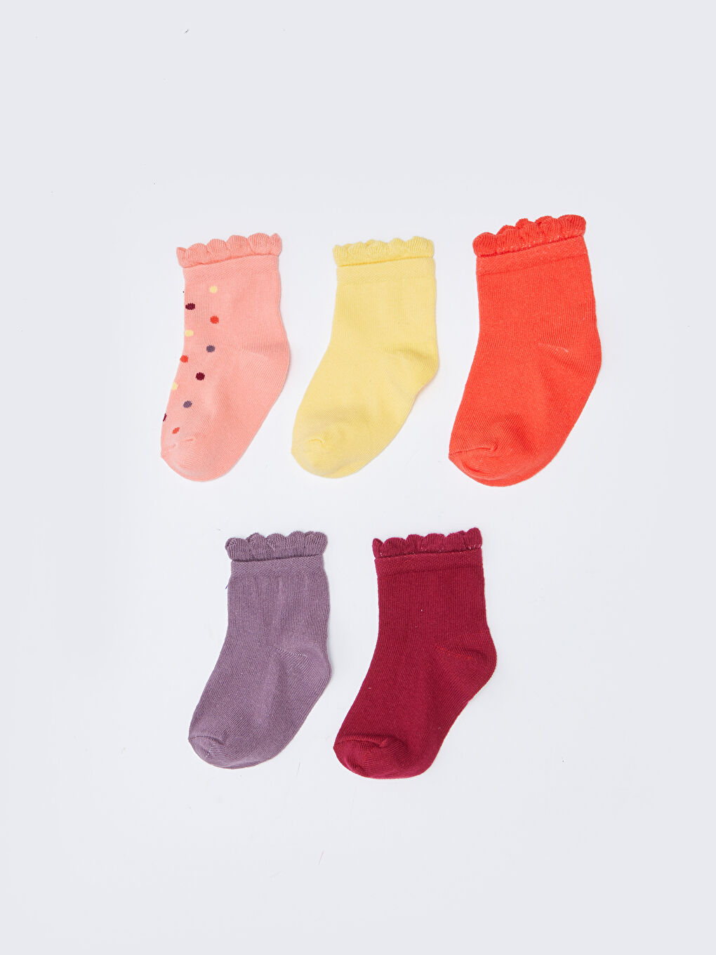 Sarı Basic Kız Bebek Soket Çorap 5'li-1