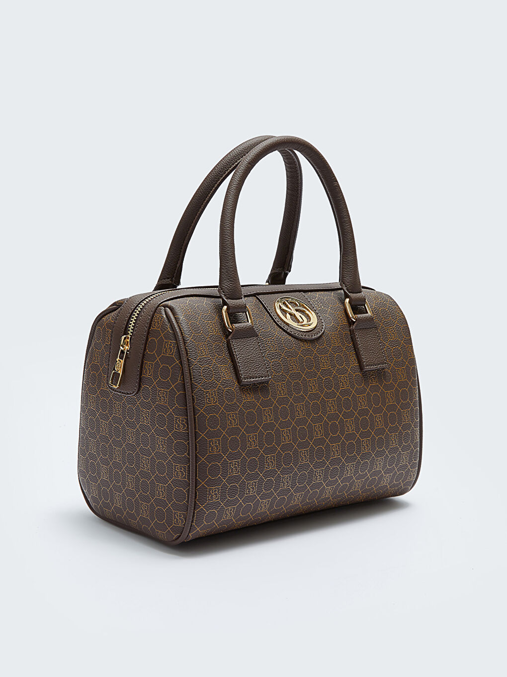 Kahverengi Monogram Desenli Kadın El Çantası-4