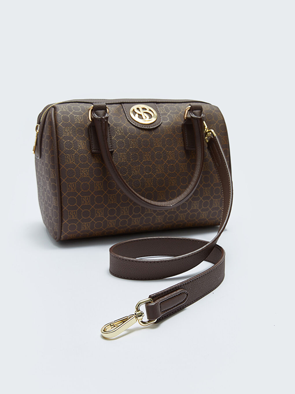 Kahverengi Monogram Desenli Kadın El Çantası-7